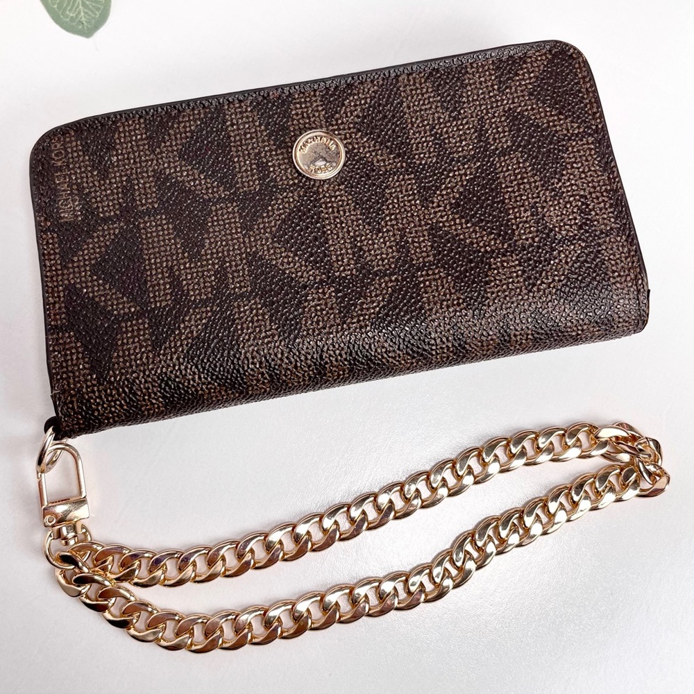 Michael Kors monogram wristlet wallet